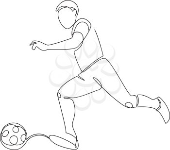 Soccer player with a ball drawing in one line