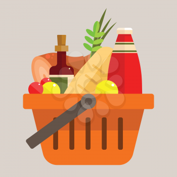 basket with foods