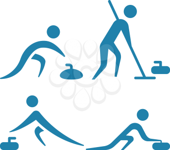 Winter sport icon - Curling icons set