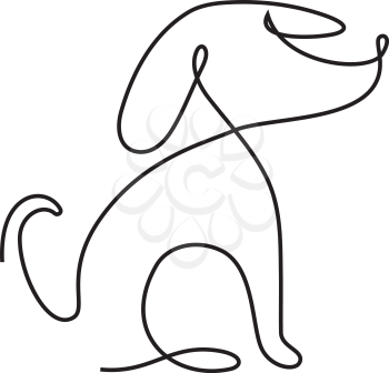 Funny dog illustration in one line style