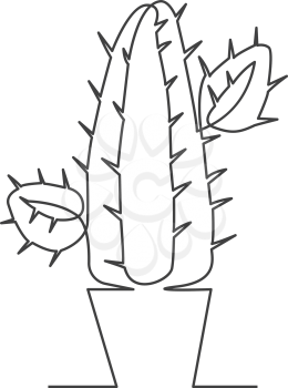Indoor flower cactus painted in one line style