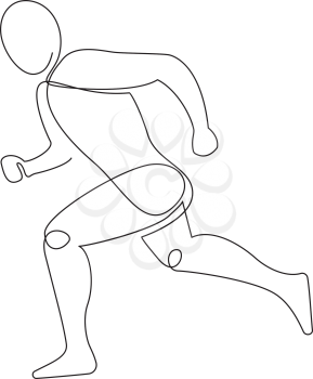 Running athletel drawing in one line style, vector illustration