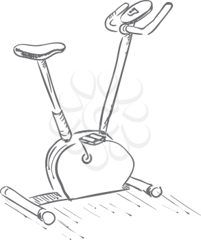 Exercise bike. Pencil sketch. Outline illustration