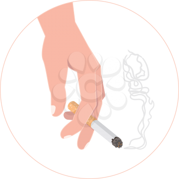 Hand with a cigarette. The illustration propagandizing refusal of smoking.