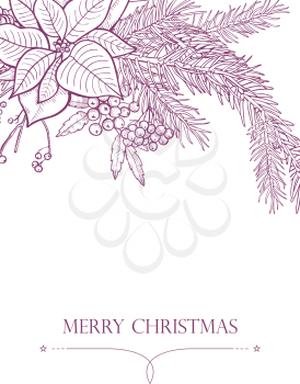 Merry Christmas - vector backgrounds invitation in outline style