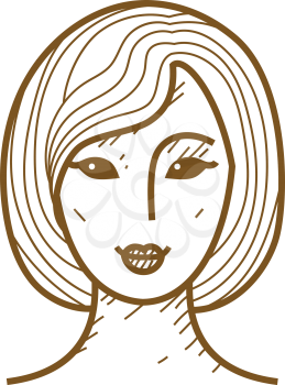 Woman face icons in pencil drawing style. Vector illustration