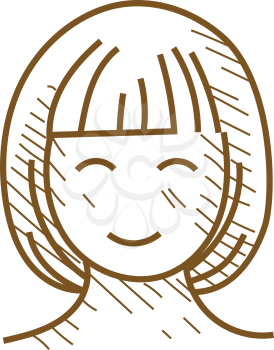 Woman face icons in pencil drawing style. Vector illustration