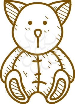 Funny bear cub - vector toy icon  in pencil drawing style