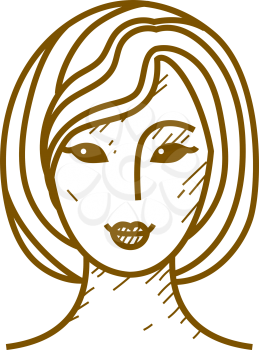 Woman face icon in pencil drawing style. Vector illustration