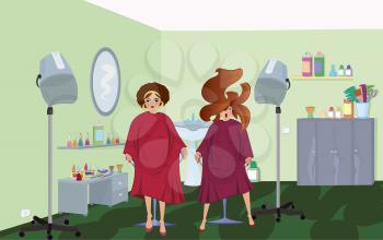 Royalty Free Clipart Image of People at a Beauty Salon