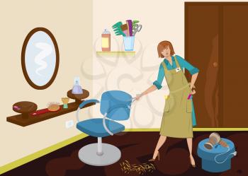 Royalty Free Clipart Image of a Woman at a Beauty Salon