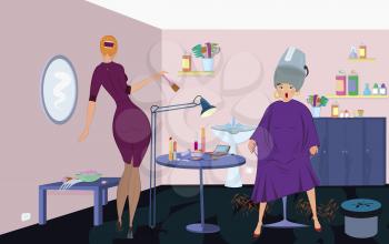 Royalty Free Clipart Image of Women at the Beauty Salon