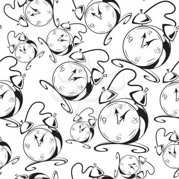 Royalty Free Clipart Image of a Bunch of Clocks