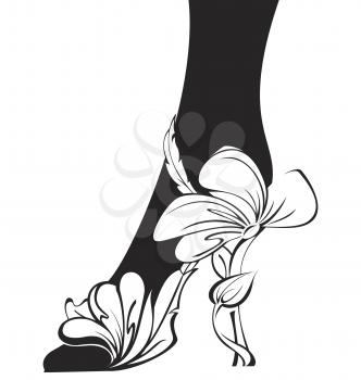 Royalty Free Clipart Image of a Woman Wearing a Floral Heel