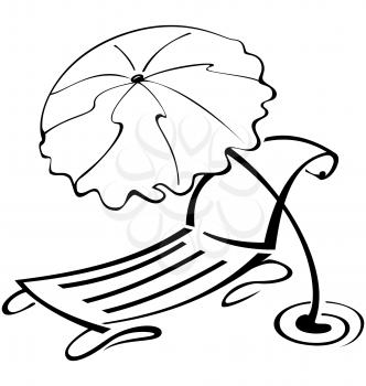 Royalty Free Clipart Image of an Umbrella and Chair