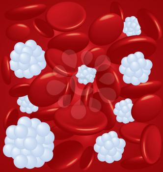 Royalty Free Clipart Image of Red and White Blood Cells