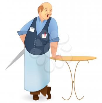 Royalty Free Clipart Image of a Cook Holding a Knife