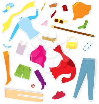 Royalty Free Clipart Image of a Bunch of Girls Clothes