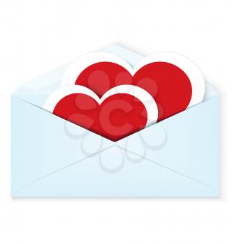 Royalty Free Clipart Image of Heart Stickers in an Envelope
