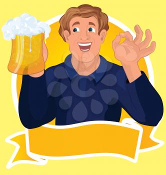 Royalty Free Clipart Image of a Man With a Glass of Beer