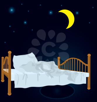 Royalty Free Clipart Image of an Unmade Bed