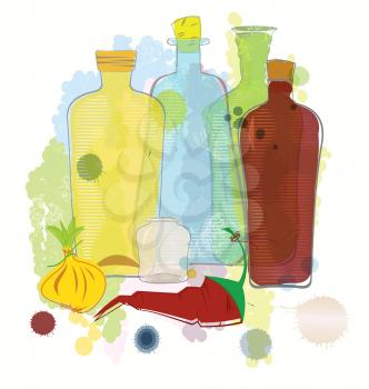 Royalty Free Clipart Image of a Bunch of Bottles