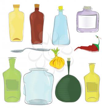 Royalty Free Clipart Image of a Bunch of Jars
