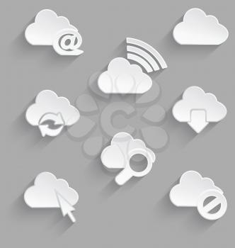 Vector illustration icon set of realistic white plastic with shadow.