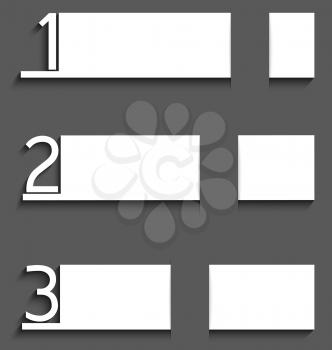 Illustration of white paper bars with numbers with realistic shadows on gray background 
