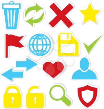 Vector illustration of Internet icons stickers isolated on white.