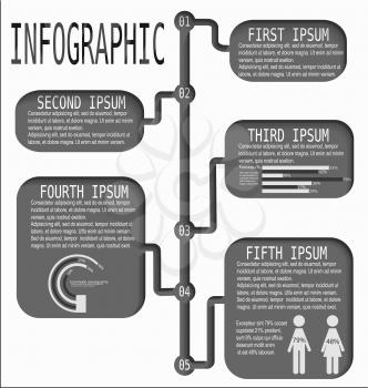 Illustration template of cut out of paper time line info graphics with realistic shadow