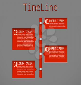 Illustration template of cut out of paper time line diagram with realistic shadow