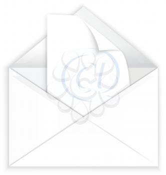 Vector illustration of white realistic envelope with paper and at watermark.