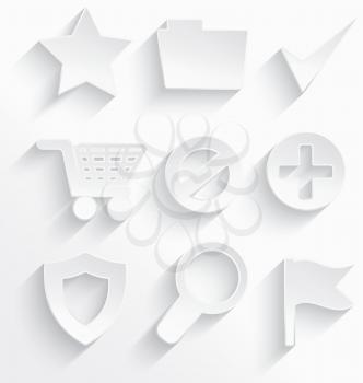Vector illustration of Internet icons 3d white plastic with realistic shadow.