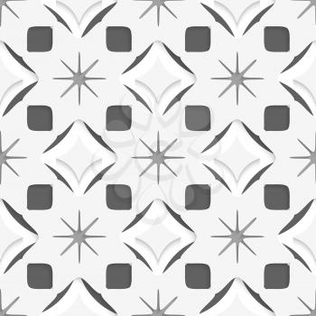 Abstract 3d seamless background. White snowflakes on dark gray and out of paper effect.

