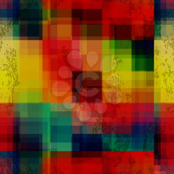 Abstract colorful seamless background. Rainbow colored old ganged blurred mosaic pattern.

