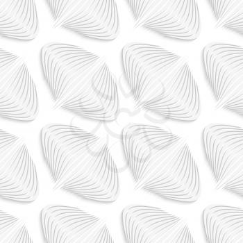Abstract 3d geometrical seamless background. White diagonal onion shape pattern with cut out of paper effect.
