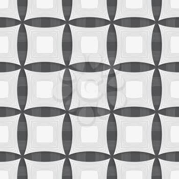 Seamless geometric background. Modern monochrome 3D texture. Pattern with realistic shadow and cut out of paper effect.Geometrical ornament with gray squares.