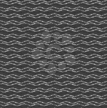 Seamless stylish geometric background. Modern abstract pattern. Flat monochrome design.Repeating ornament dotted wavy lines horizontal on gray.