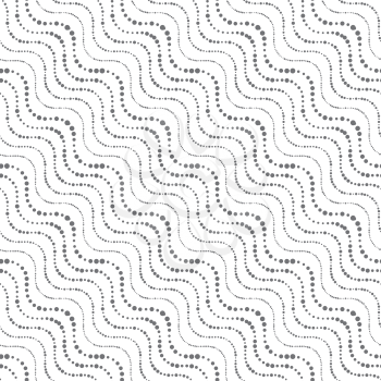 Seamless stylish geometric background. Modern abstract pattern. Flat monochrome design.Repeating ornament of dotted wavy diagonal lines.