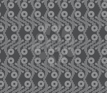 Seamless stylish geometric background. Modern abstract pattern. Flat monochrome design.Repeating ornament vertical dotted stripes with double circles .