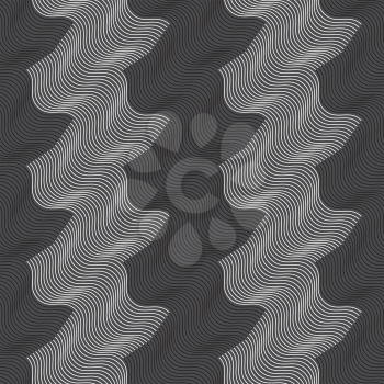 Seamless stylish geometric background. Modern abstract pattern. Flat monochrome design.Repeating ornament vertical white and black waves.