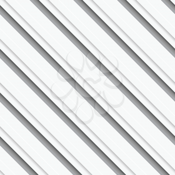 Seamless geometric background. Modern monochrome 3D texture. Pattern with realistic shadow and cut out of paper effect.Geometrical pattern with white beveled diagonal  lines.