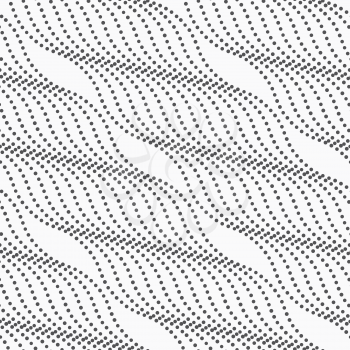Seamless stylish geometric background. Modern abstract pattern. Flat monochrome design.Monochrome pattern with dotted diagonal wavy lines on white.