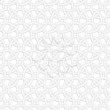 Seamless geometric background. Modern monochrome 3D texture. Pattern with realistic shadow and cut out of paper effect.3D interlocking circles on white.