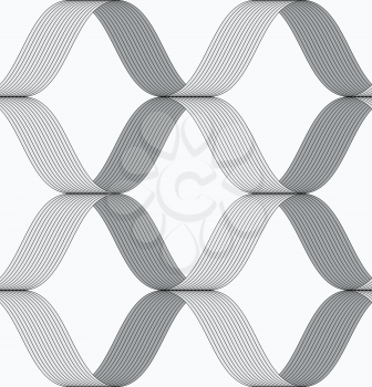 Seamless geometric background. Modern monochrome ribbon like ornament. Pattern with textured ribbons.Ribbons forming grid pattern.