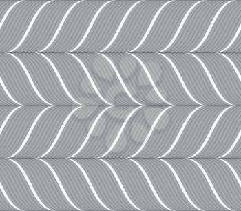Seamless geometric background. Modern monochrome ribbon like ornament. Pattern with textured ribbons.Ribbons gray horizontal chevron pattern.