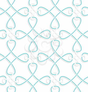Seamless geometric background. Modern 3D texture. Pattern with realistic shadow and cut out of paper effect.White tangled knots with green