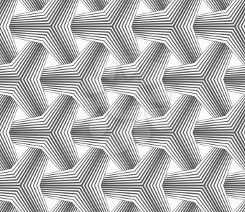 Abstract geometric background. Seamless flat monochrome pattern. Simple design.Slim gray halftone striped tetrapods.