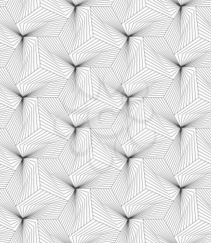 Abstract geometric background. Seamless flat monochrome pattern. Simple design.Slim gray linear stripes forming pyramids.